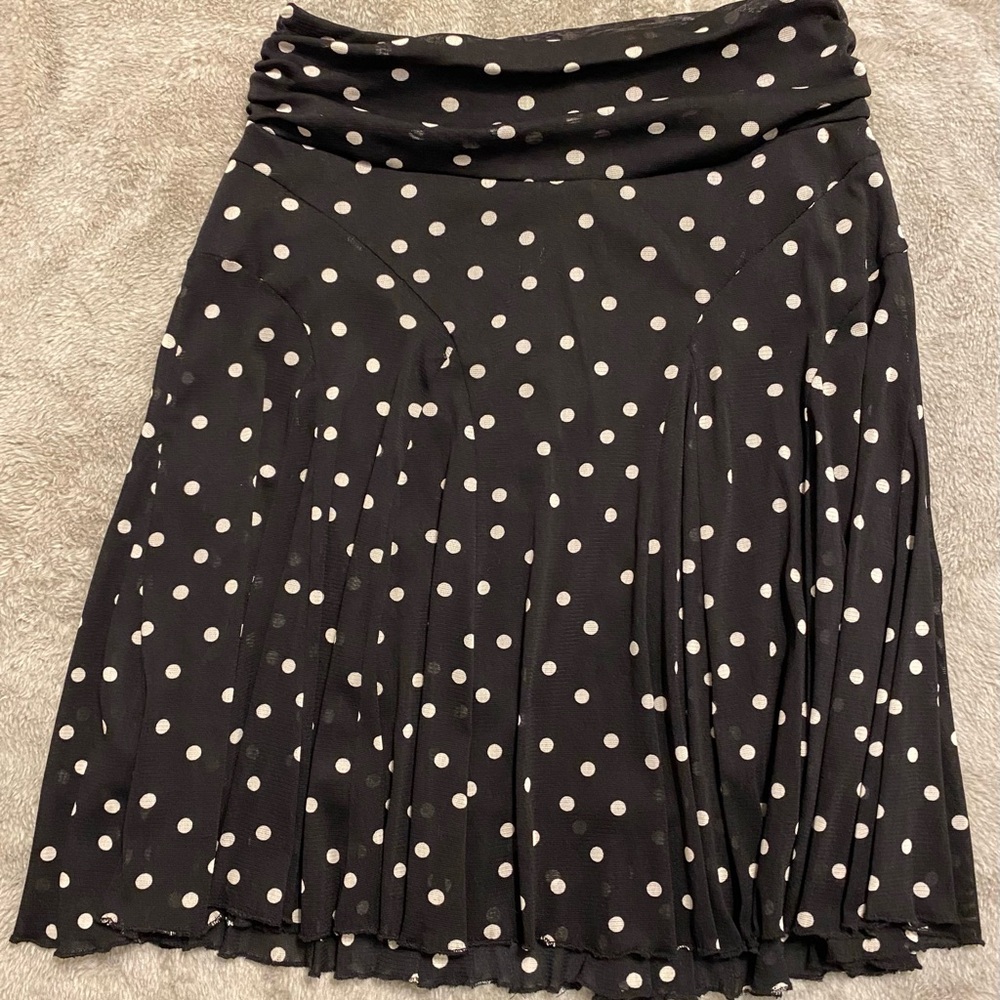 Joe Benbasset Black and White Polka Dot Midi Skirt